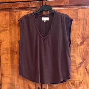 Dear John V-Neck Sleeveless Top in Deep Chocolate Brown